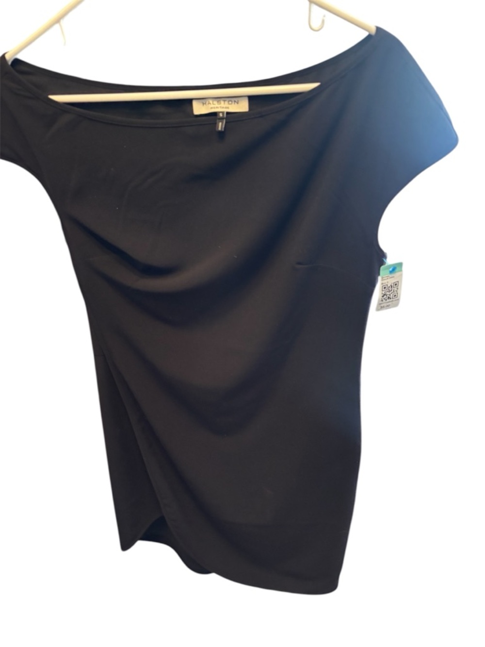 Halston Black Draped Boatneck dress